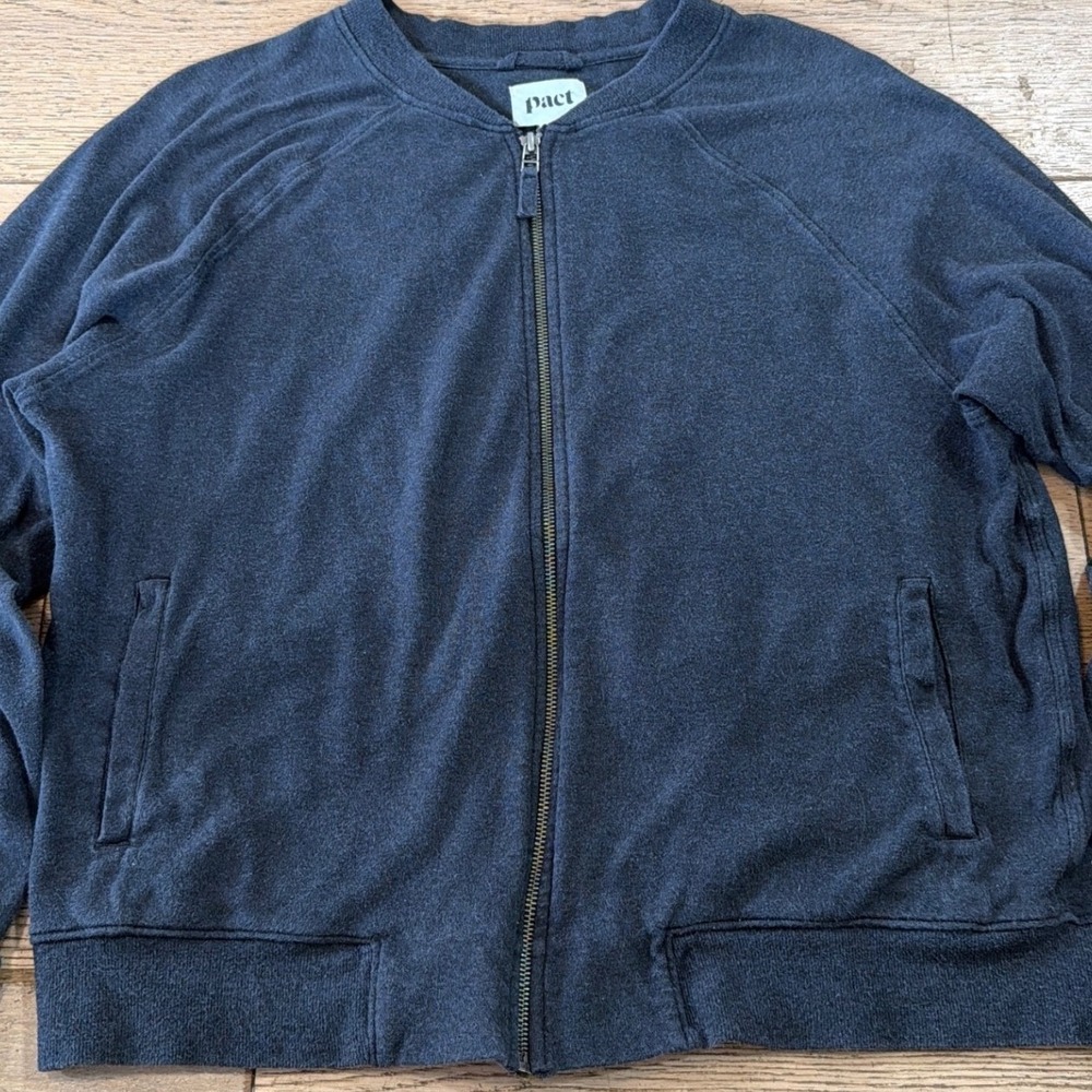 Pact Airplane Zip Organic Cotton Jacket Charcoal Grey SIZE: Large (1301)